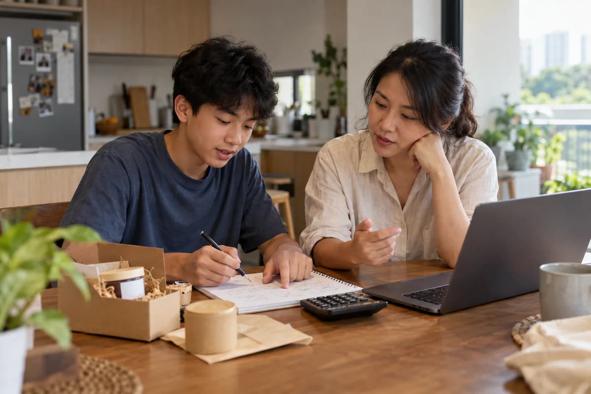 Parent listening as their teenager works through a decision at home